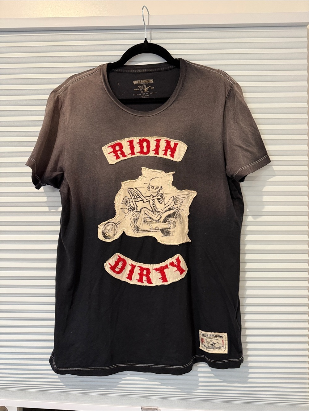 True Religion Black to Gray Gradient 'Ridin Dirty' Graphic Tee